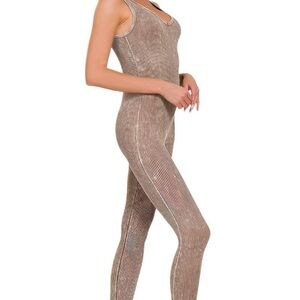 Ribbed One-piece Jumpsuit Mocha/Mauve Size S/M